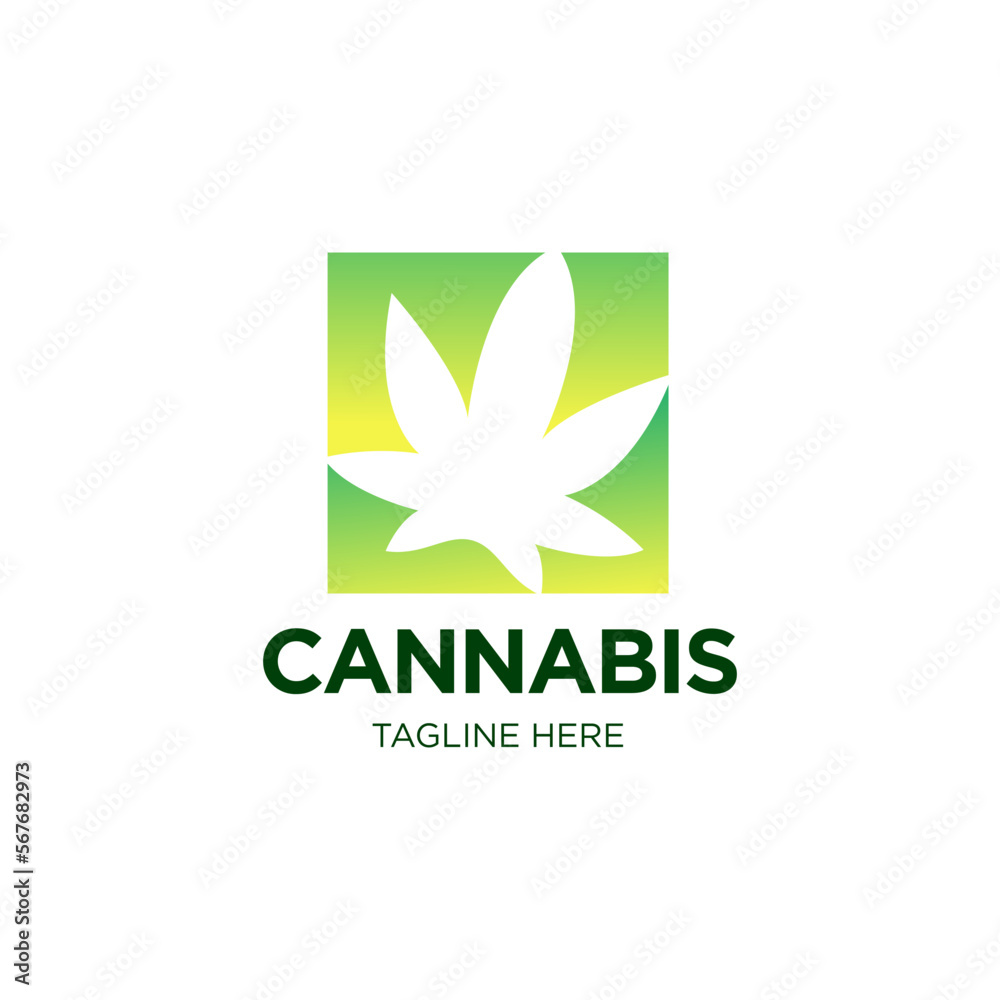 Cannabis leaf logo vector icon illustration