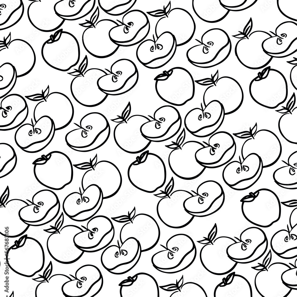 Fototapeta premium Seamless apple pattern vector fruit