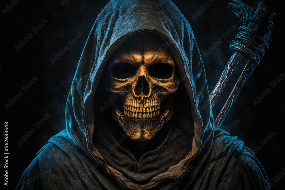 Death with the face of skull - Grim reaper - the death itself - Generative AI Death with the face of skull - Grim reaper - the death itself - Generative AI