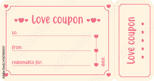 Isolated pastel love coupon template