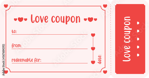 Isolated light love coupon template