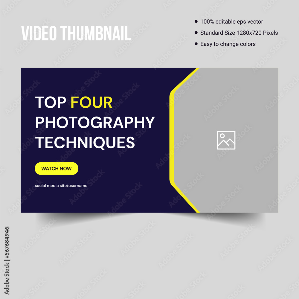 Obraz premium Professional video thumbnail for photography expert, cover banner template design