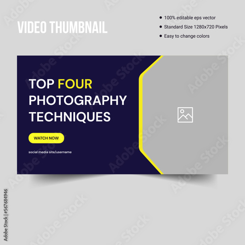 Professional video thumbnail for photography expert, cover banner template design