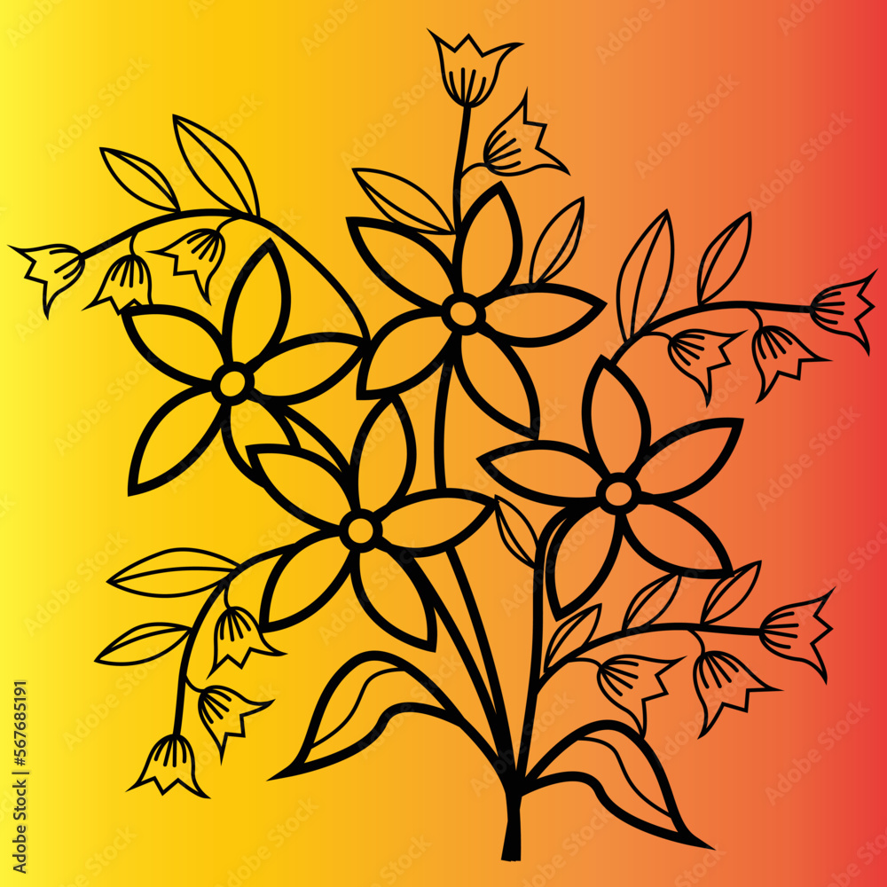 Floral svg, Botanical SVG, illustration of flowers, Flower Svg