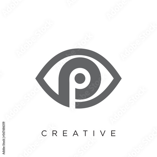 p eye care logo design vector