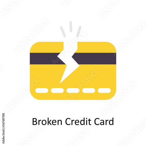 Broken Credit Card vector Flat Icons. Simple stock illustration stock illustration