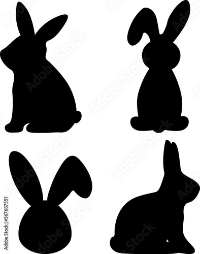 Easter bunny silhouettes vector illustration