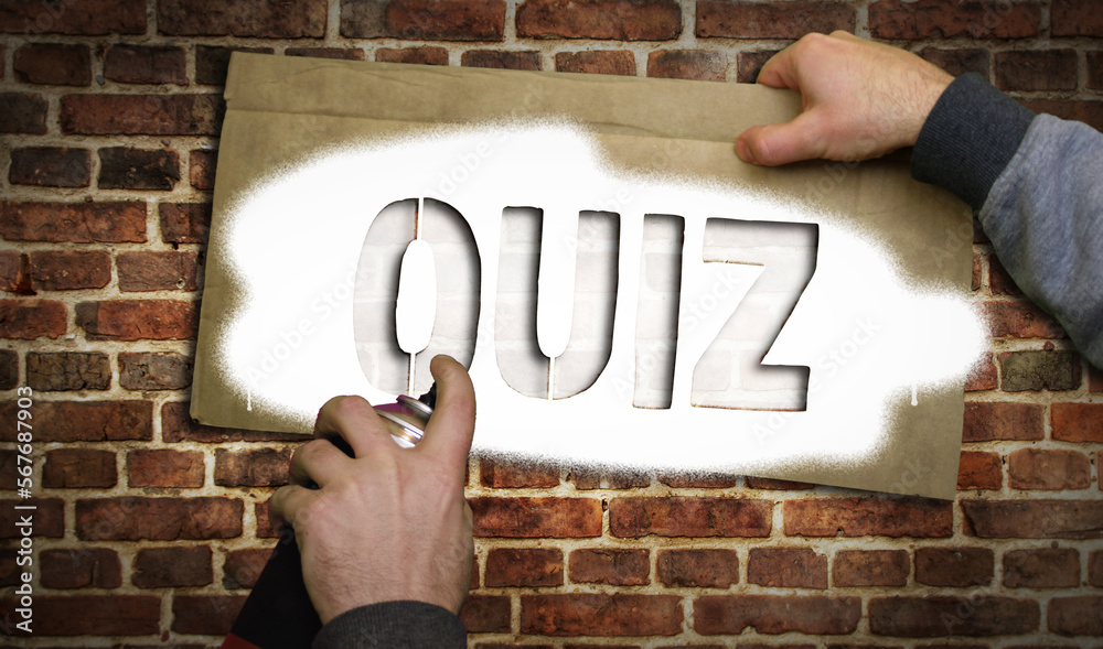 Quiz spray painted on the brick wall illustration Quiz spray painted on the brick wall illustration
