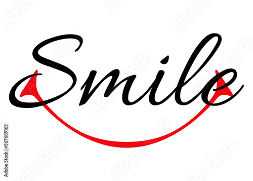 Letras de la palabra smile con boca sonriendo. Texto manuscrito smile para su uso en invitaciones y tarjetas
