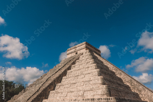 Ancient pre-Columbian Maya civilization Pyramid - Temple of Kukulc  n in Chichen Itza  Mexico