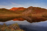 Digital painting of Bryn Gwyn, and Clogwyngarreg in the Snowdonia National Park, Wales.