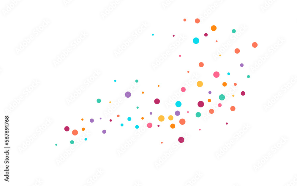 Color Dot Top Vector White Background. Fun Round