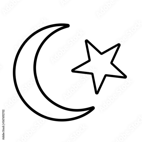 crescent star icon on white background  vector illustration.
