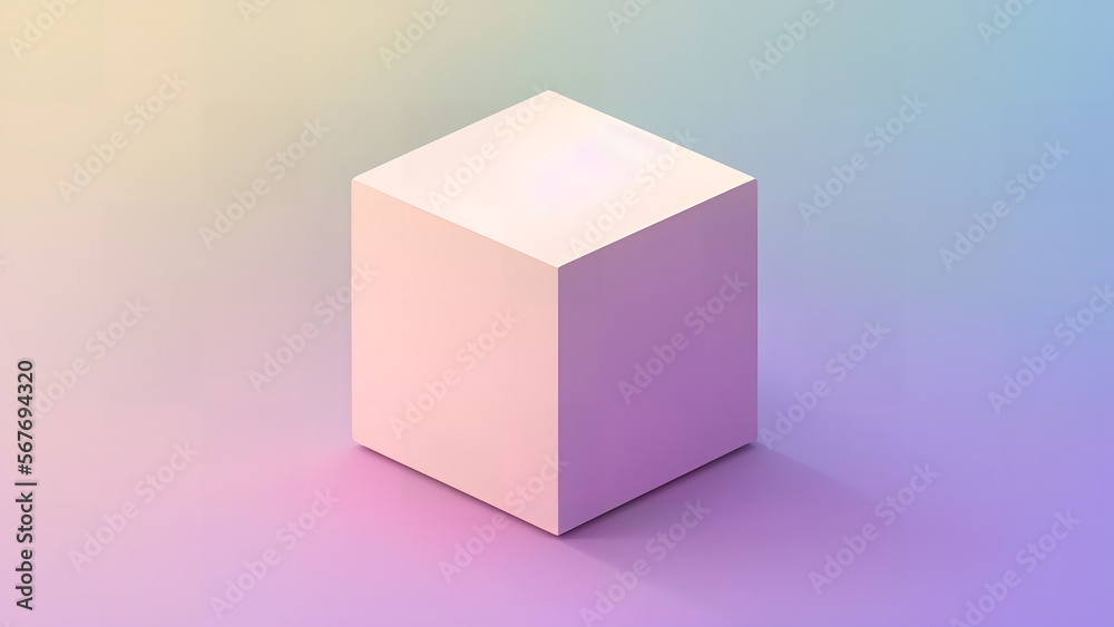 pink cube on colorful background,Generative AI pink cube on colorful background,Generative AI