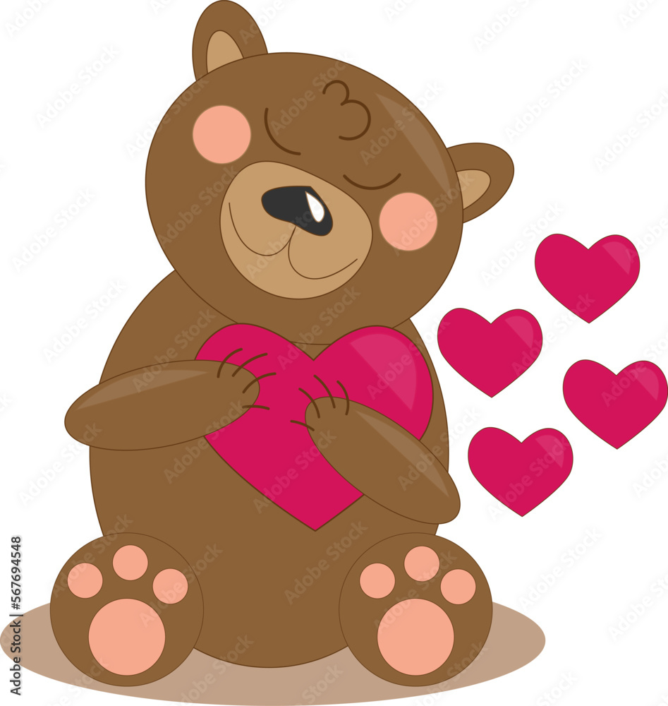 sitting in love teddy bear with hearts