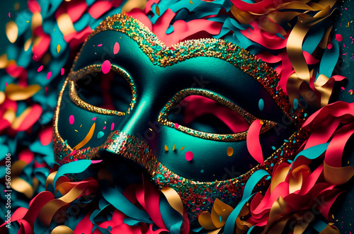 Carnival mask, colorful carnival mask, revelry, reveler The accessory only began to be used in parties, such as Carnival, in the 15th century, more precisely in Italy.Carnival Venetian mask
