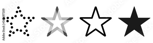 Five pointed star Icon set. Decorative stars