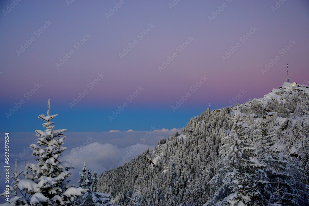 Nebelmeer Sonnenuntergang Alpen Schweiz