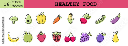 healthy food icon vector illustration designed in filled, outline, line and stroke. Fruits and vegetables
