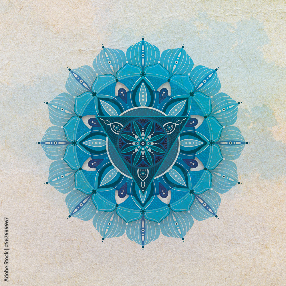 Chakra de la garganta mandala vishuddha quinto chakra azul celeste
