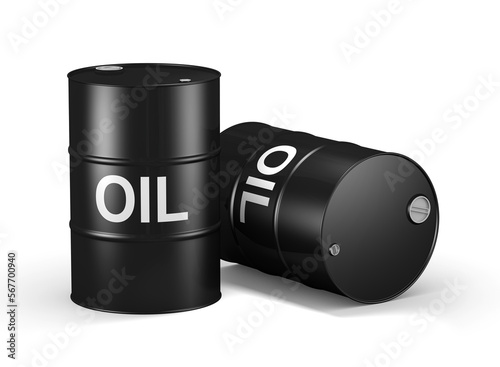 3d illustration oil barrel storage over white background