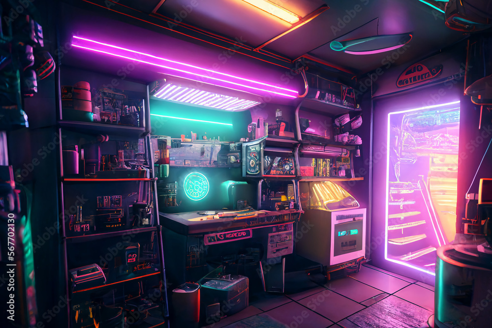 Obraz premium 超リアルなサイパーパンク系背景イラスト(AI generated image)