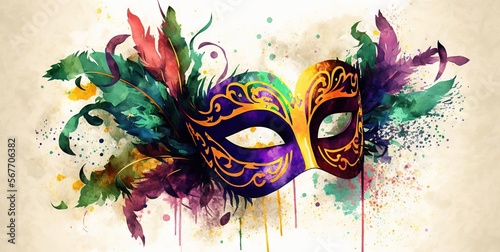 Mardi gras colors background wallpaper in yellow,violet,green colors generatie ai photo