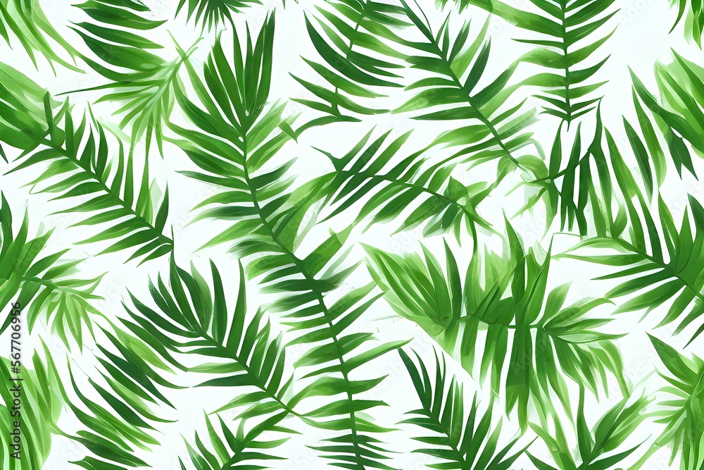 fresh green palm leaf pattern background