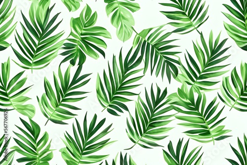 fresh green palm leaf pattern background © yiam