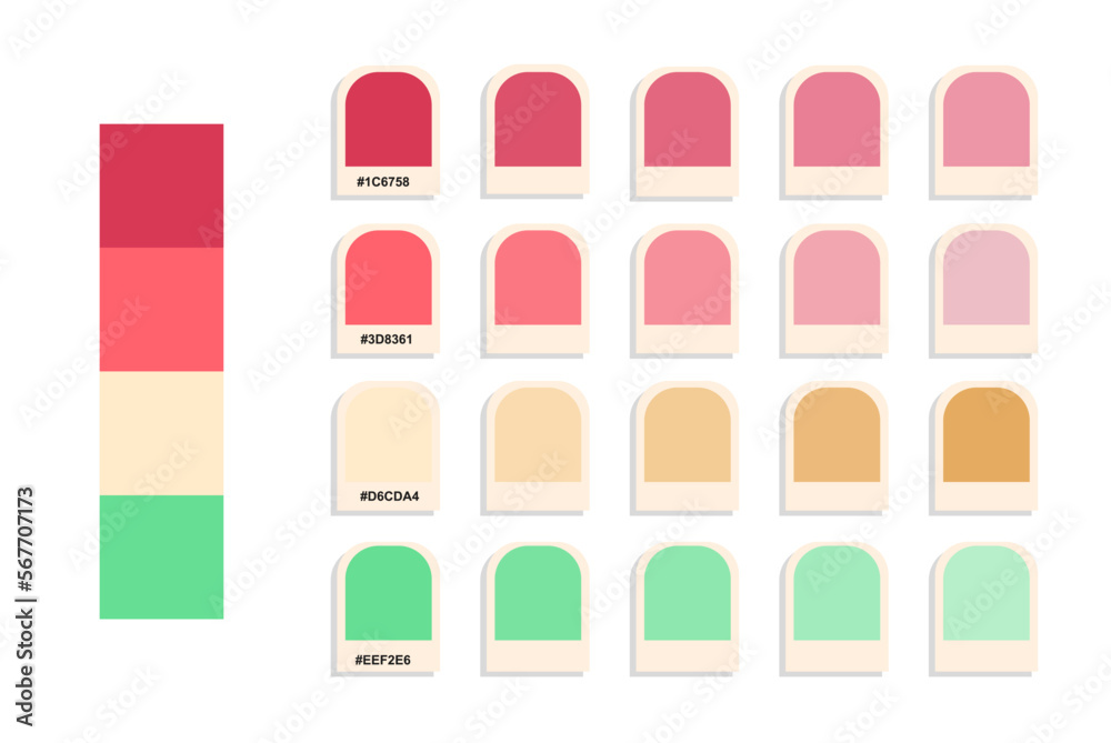 Red Pink Cream Green Color Palette Colour Matching Compatible Color 