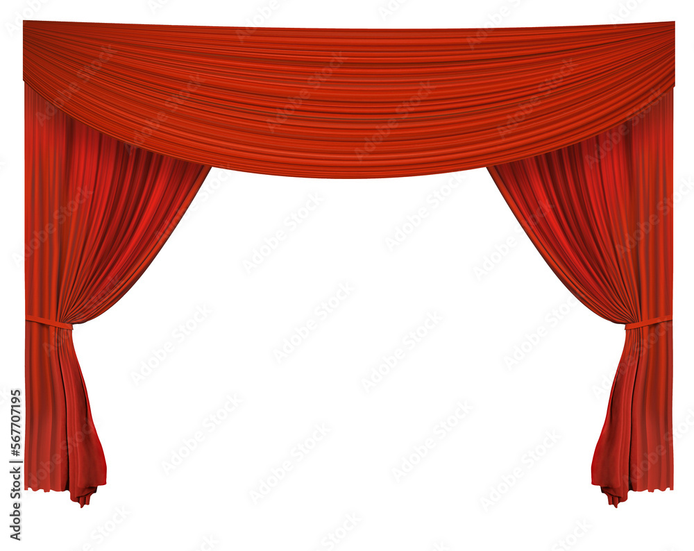 Red curtain element PNG format easy-to-use design elements - obrazy, fototapety, plakaty 