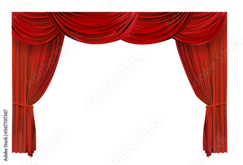 Red curtain element PNG format easy-to-use design elements