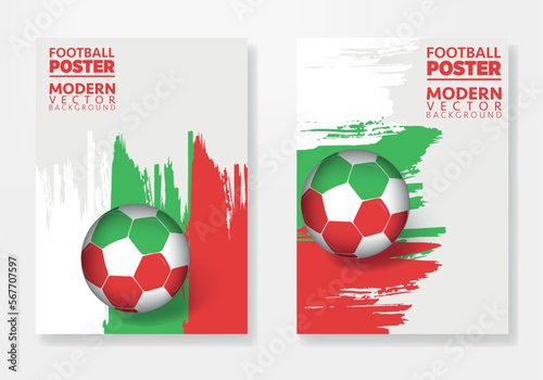 Vector Bulgaria football poster template, with soccer ball, brush textures, and place for your texts.