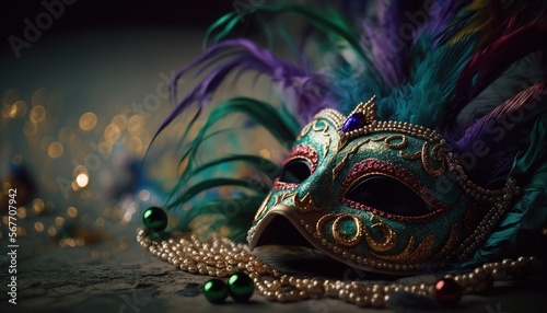 Mardi Gras carnival medieval mask illustration generative ai