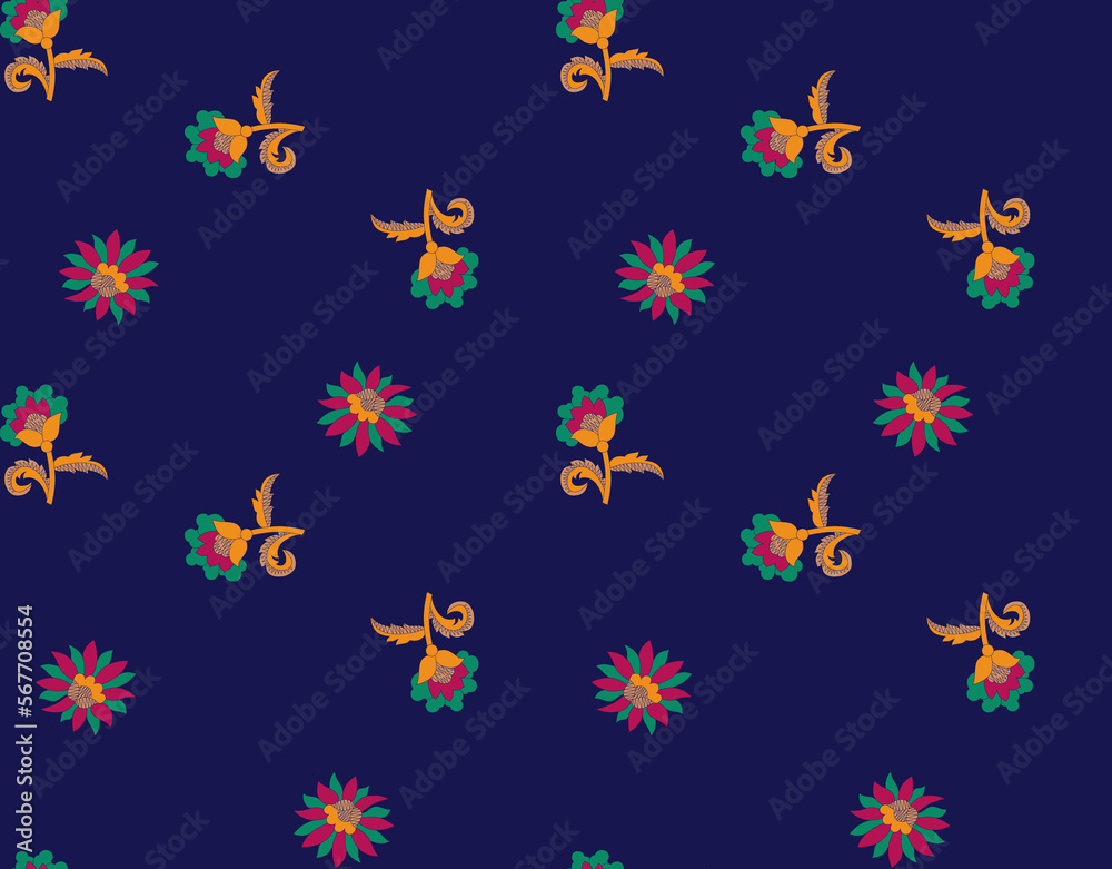 Seamless pattern with flowers for design. Small colorful multicolor flowers. Black background. Modern floral background. The elegant the template for fashion prints.