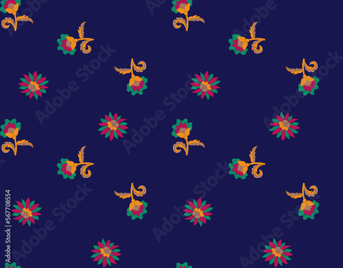Seamless pattern with flowers for design. Small colorful multicolor flowers. Black background. Modern floral background. The elegant the template for fashion prints.