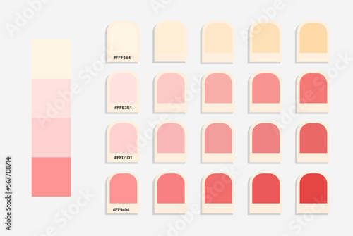 Pink to cream color palette, pastel colors catalog, colour matching, harmonious colours palette
