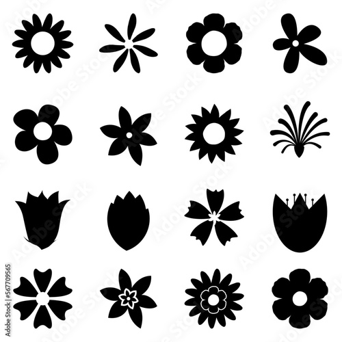 Black Flower collection. Spring art prints with botanical elements. Happy Easter. Folk style. Poster for spring holiday.