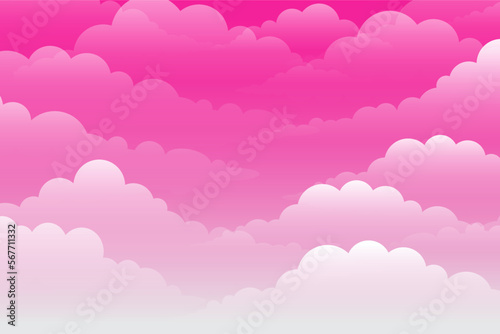 clouds background with pink sky design. cloud landscape illustration.