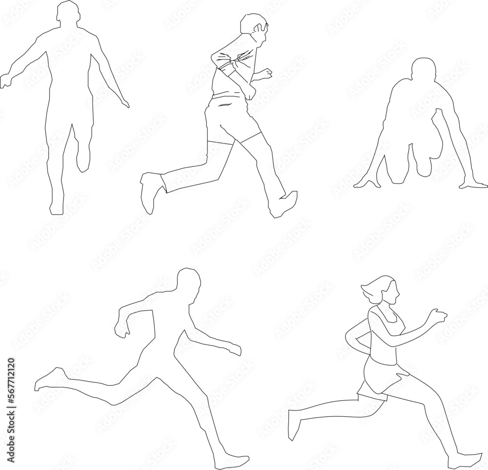 Vector sketch illustration of marathon runners