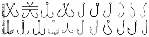 Fishing hook icon vector set. Fishing illustration sign collection. fish symbol or logo. photo