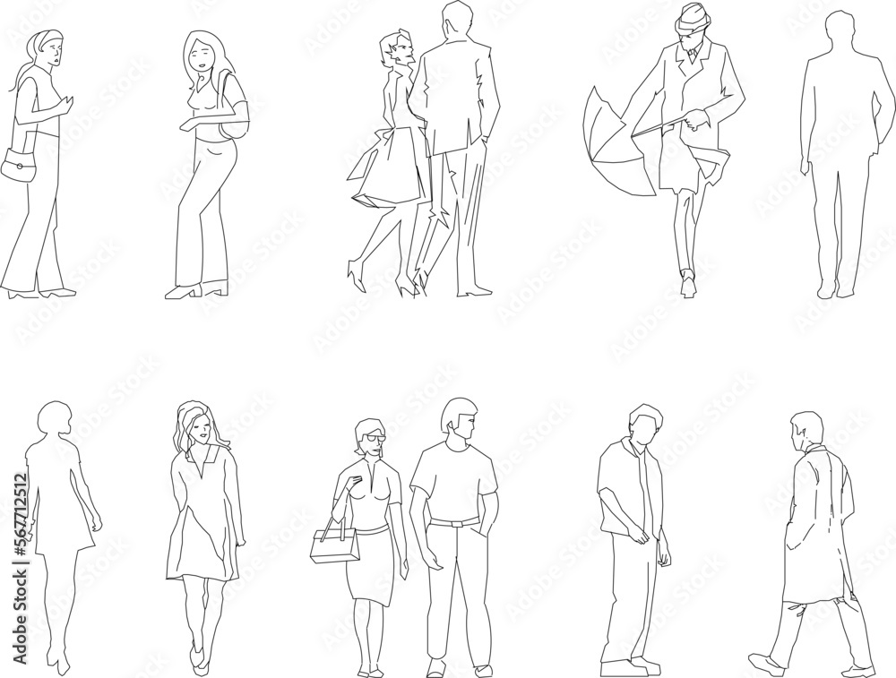 Sketch vector illustration of people on the move Sketch vector illustration of people on the move
