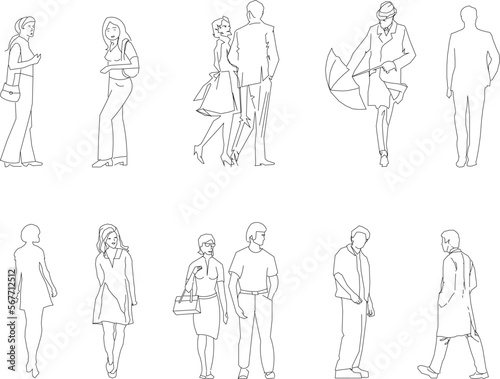 Sketch vector illustration of people on the move