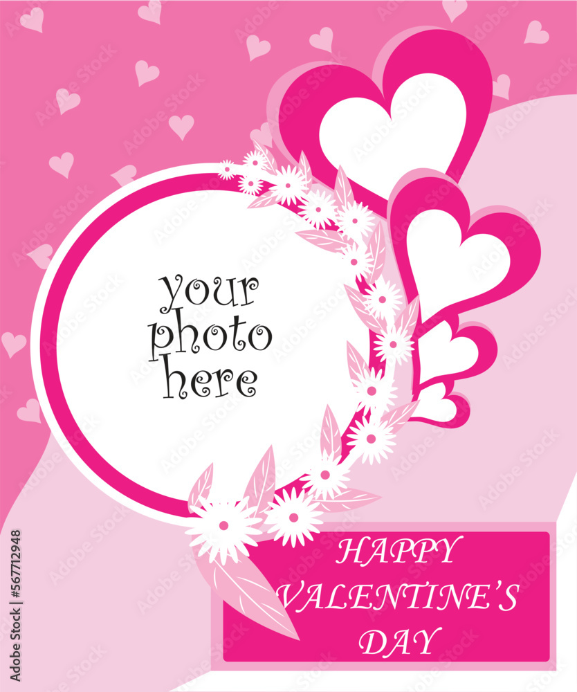 Naklejka premium valentine day. Happy valentine's day. Flowers with heart background. Love