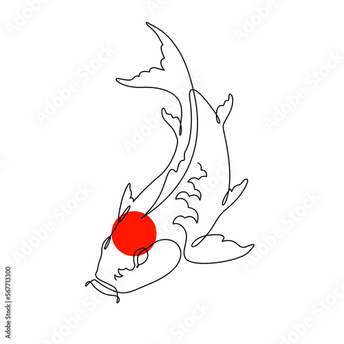 koi fish line art isolated vector illustration