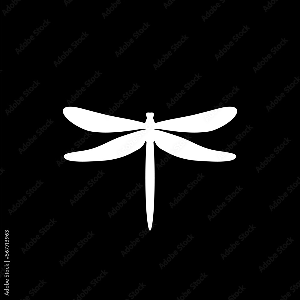 Dragonfly symbol icon isolated on black background. Dragonfly symbol icon isolated on black background.