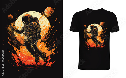 Astronaut vector in space illustration for print design and etc.