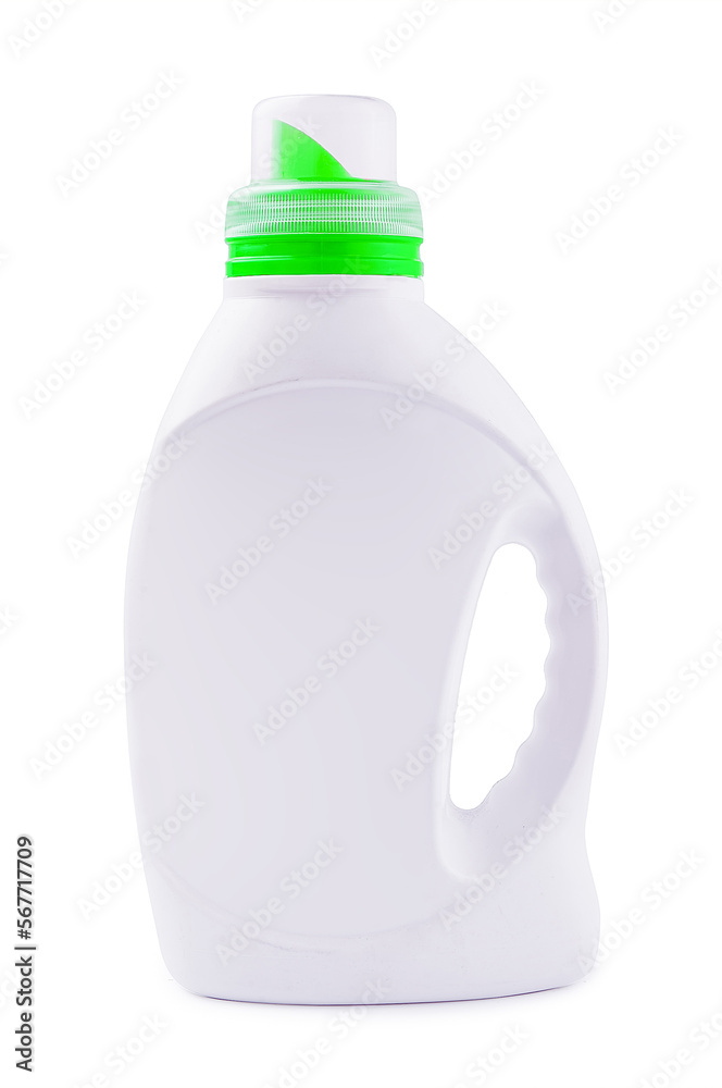 White plastic container for liquid detergent isolated White plastic container for liquid detergent isolated