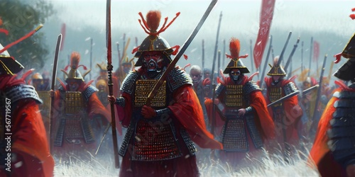 Fantasy tribal warrior. Illustration. Samurai. Concept art. Fantasy scenery Generative AI