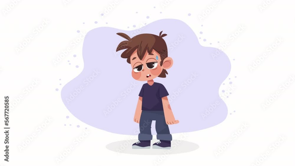 little boy sick character animation little boy sick character animation